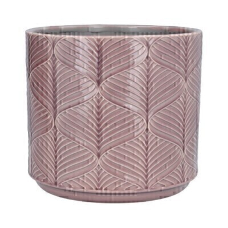 Large Dusky Mauve ceramic pot cover with Wavy design by the designer Gisela Graham who designs really beautiful gifts for your home and garden. Suitable for an artifical or real plant. Great to show off your plants and would make an ideal gift for a gardener or someone who likes plants. Also comes available in other sizes. This is the Large pot cover.